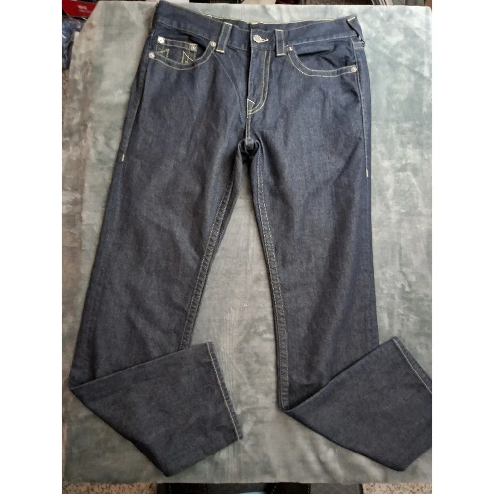 Mens‎ True Religion Jeans Rocco Size 34W Dark Blue Denim.